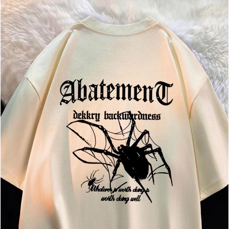 Camiseta vintage americana retrô com estampa de aranha, manga curta, masculina e feminina, gola redonda, solta, verão