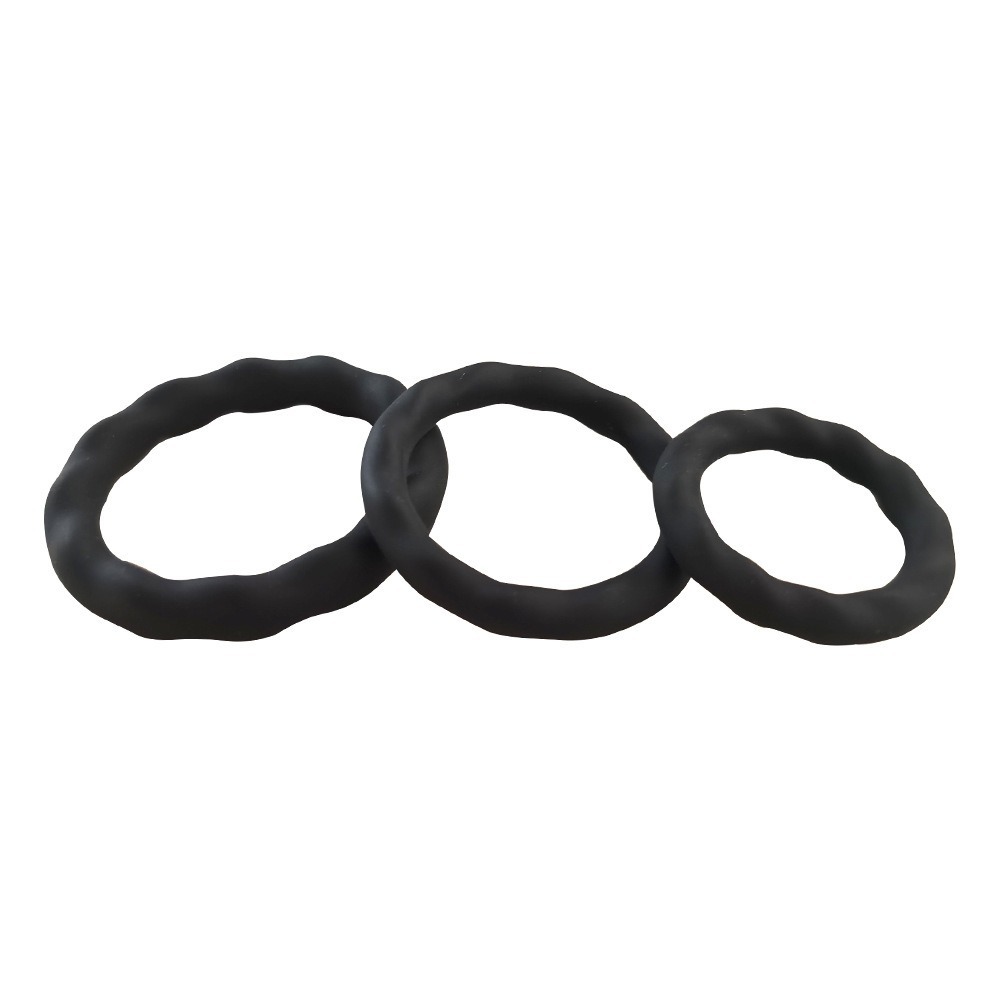 Kit 3 Anel Peniano Masculino em Silicone Macio Preto Retardador de Ejaculação