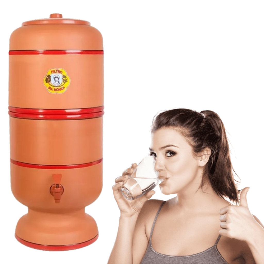 Filtro de Barro Premium 06 Litros Reforçado c/ Torneira, Bóia e Vela Tripla Ação Esterelizante em Oferta na Shopee