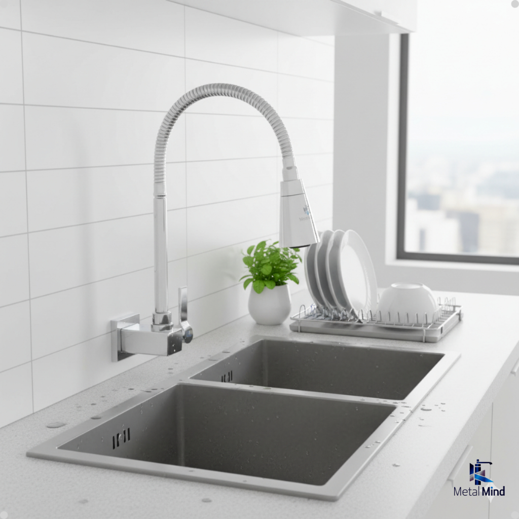 Torneira Gourmet Cozinha Quadrada ABS Cromada Bica Cone Luxo