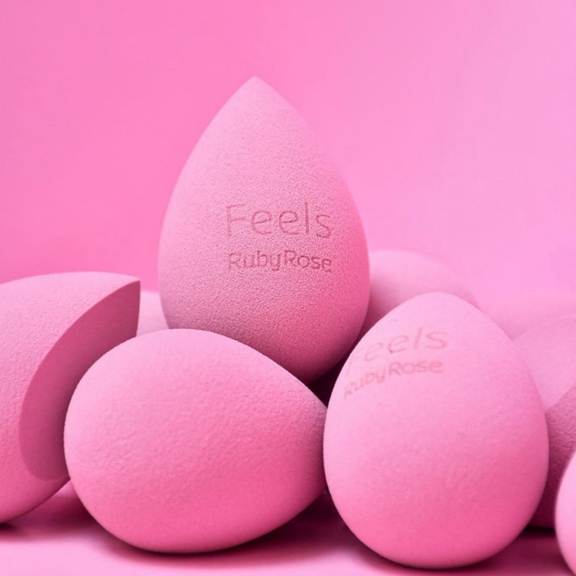 Imagem Kit 2 Esponjas de Maquiagem Ruby Rose Feels Mood e Soft Blender, Alta Precisão e Acabamento Natural