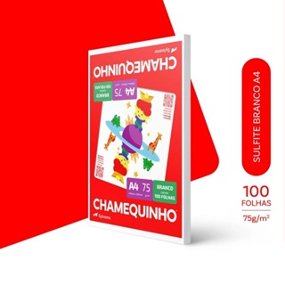 Papel sulfite A4 75g 210x297 com 100 folhas Chamequinho em Oferta na Shopee