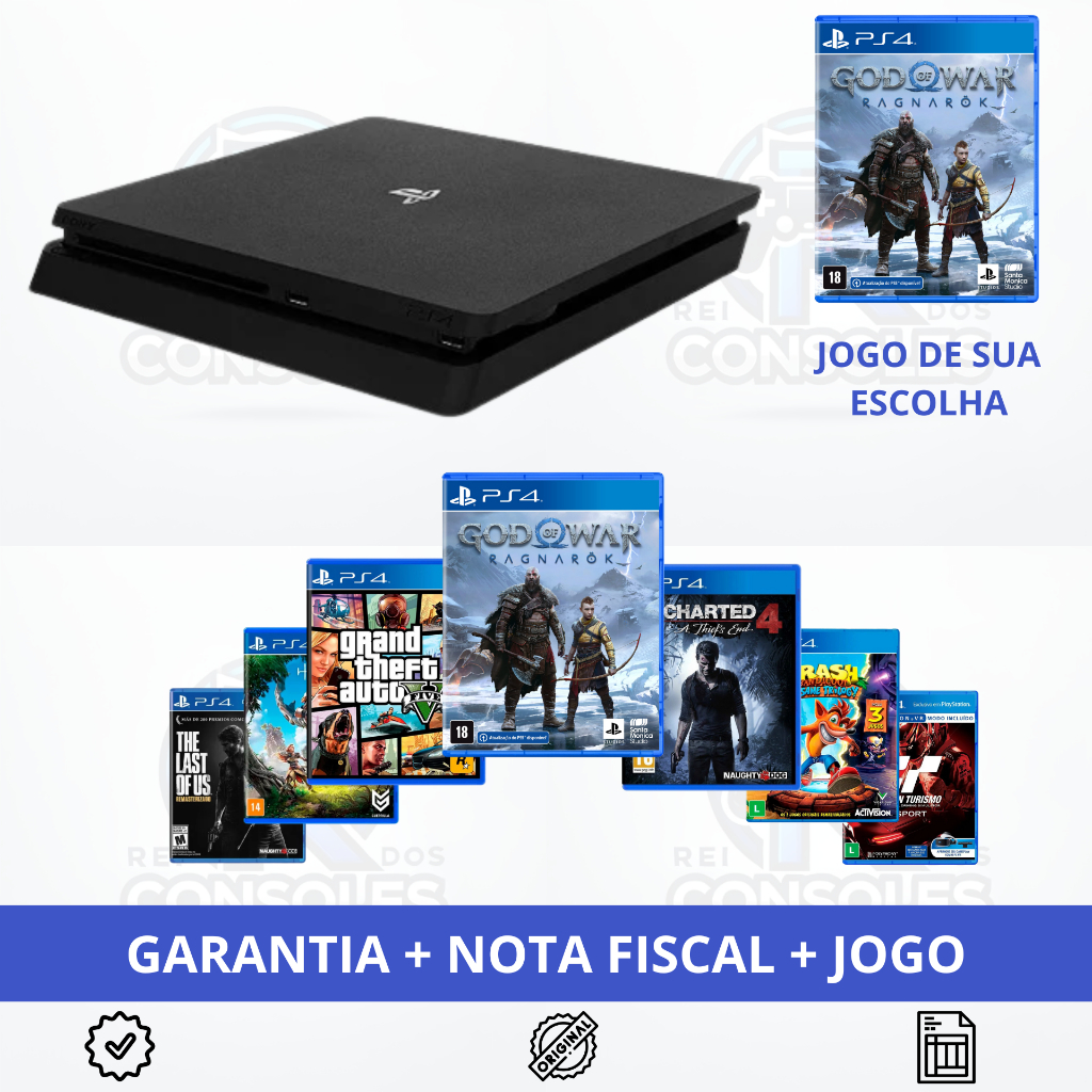 Ps4 Video Game Slim Playstation 4 + Controles + 1 Jogo - Garantia - 500GB ou 1TB em Oferta na Shopee