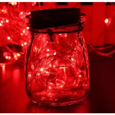 1 Fio de led fio fada 3m 30 leds vermelha a pilha para festas e datas comemorativas