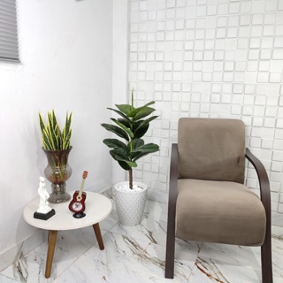 Ficus Lyrata Artificial Verde Toque Real Vaso Decoração Pedra em Oferta na Shopee