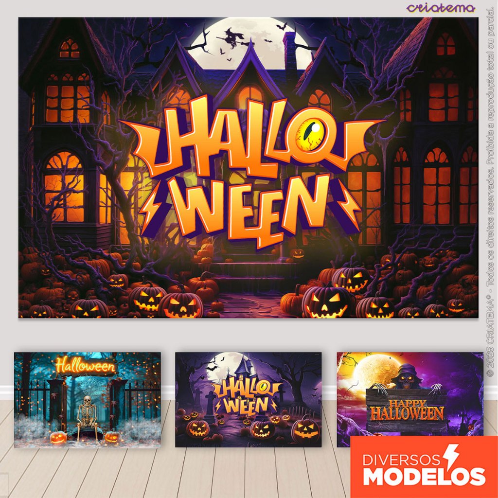 Painel de Festa Decoração Halloween Horizontal Tecido Fundo Foto 3d Sublimado em Oferta na Shopee
