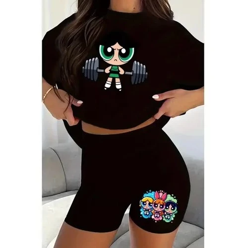 Conjunto Camiseta e Short Feminino Academia Treino Caminhado Das Super Poderosas Envio Imediato — imagem 1