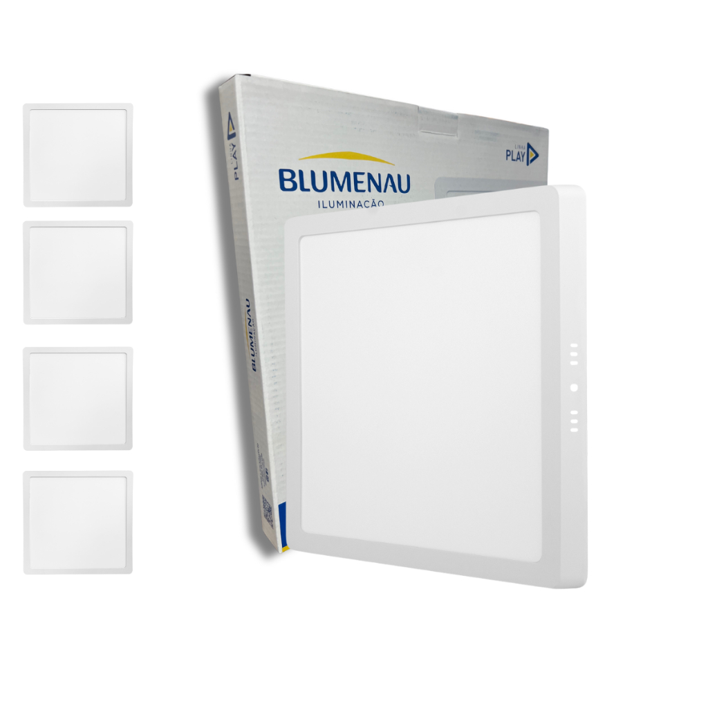 Kit 4 Painel Plafon Quadrado Sobrepor 12w Play Blumenau Iluminação 6500k 4000k 3000k em Oferta na Shopee