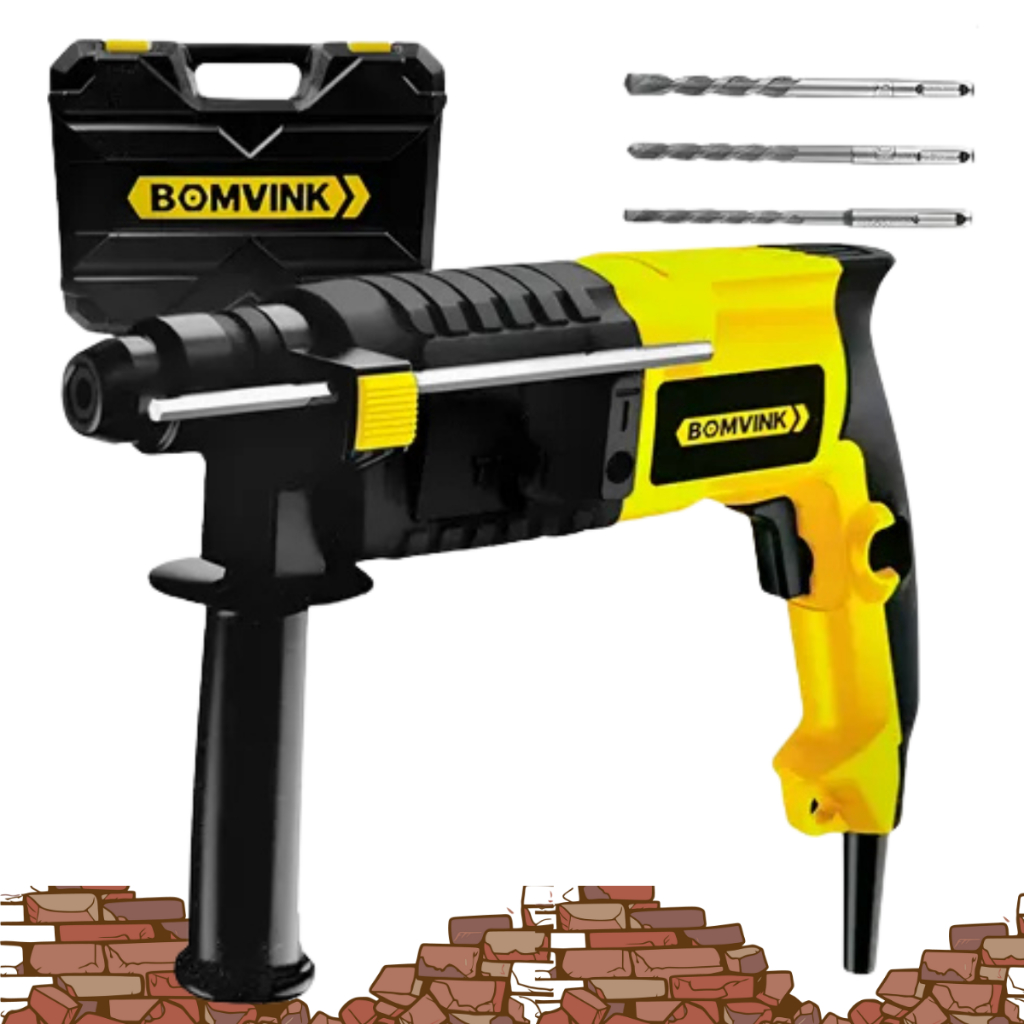 Martelete Rompedor Perfurador Rotativo 5kg 800w 110v com Função Furadeira + Brocas Sds E Maleta