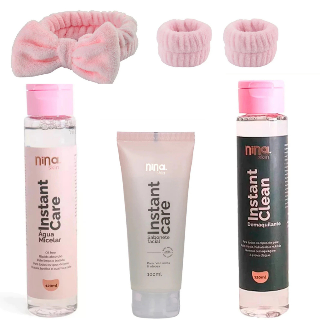 Kit skincare nina make up sabonete liquido agua MICELAR e demaquilante