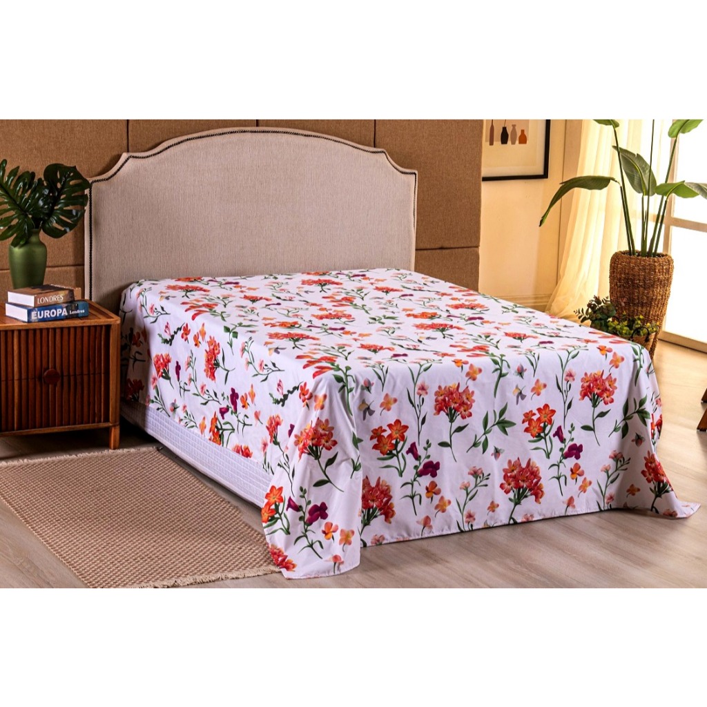 Lençol Superior Queen Hypercal 400 Fios Estampado em Oferta na Shopee