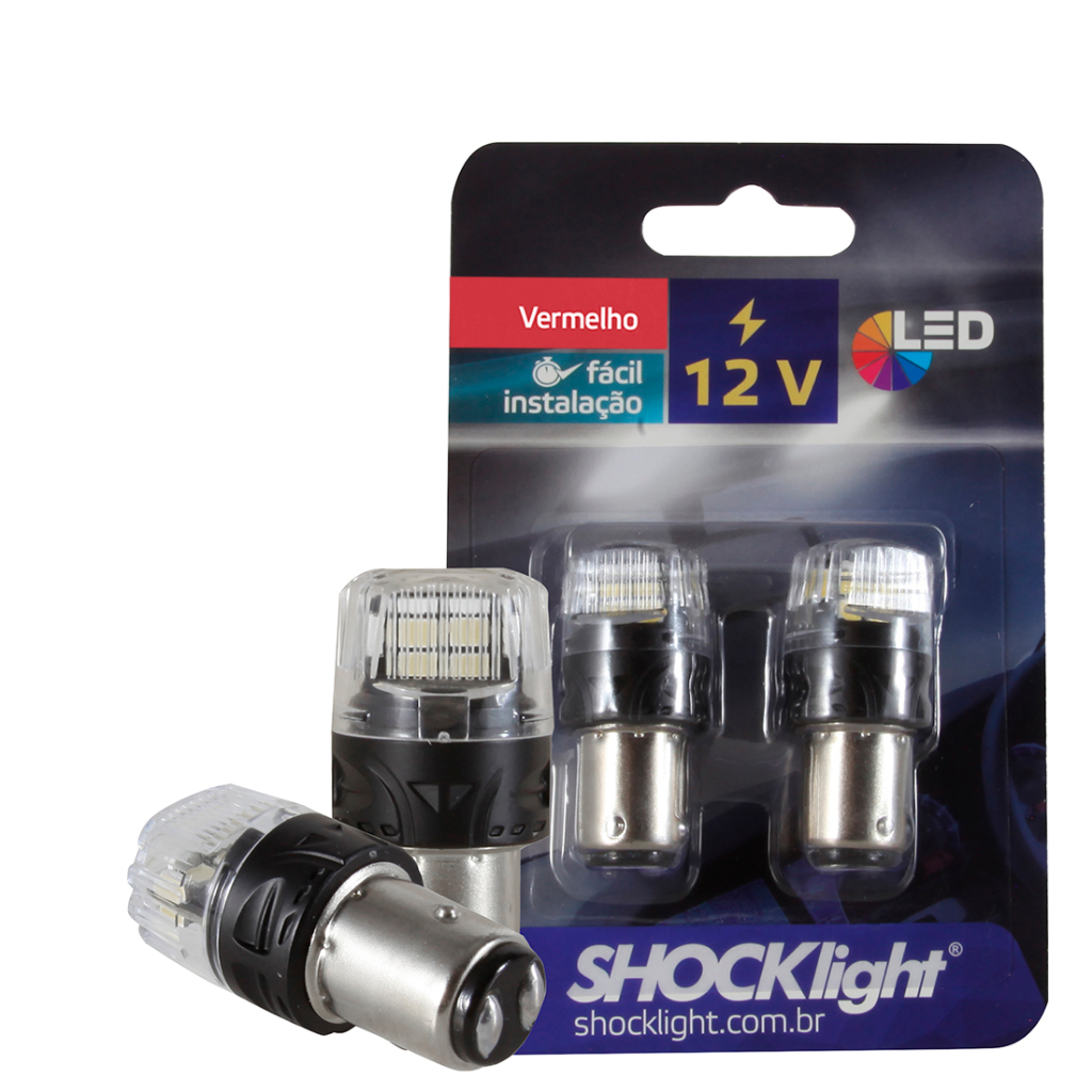 Lâmpada Led 1157 P21 16 Leds 12v 2 Polos Shocklight Vermelho