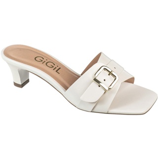 Sandália Feminina Tamanco Mule Tira Salto Médio Detalhe Fivela Confortável Casual Elegante GiGiL em Oferta na Shopee