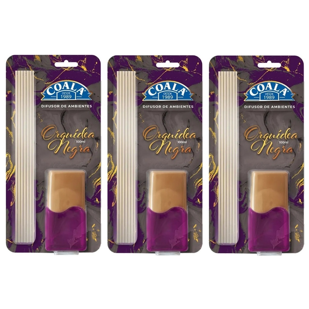 Kit 3 Coala Difusor de Ambientes Orquídea Negra 100ML - Aromatizante - Varetas