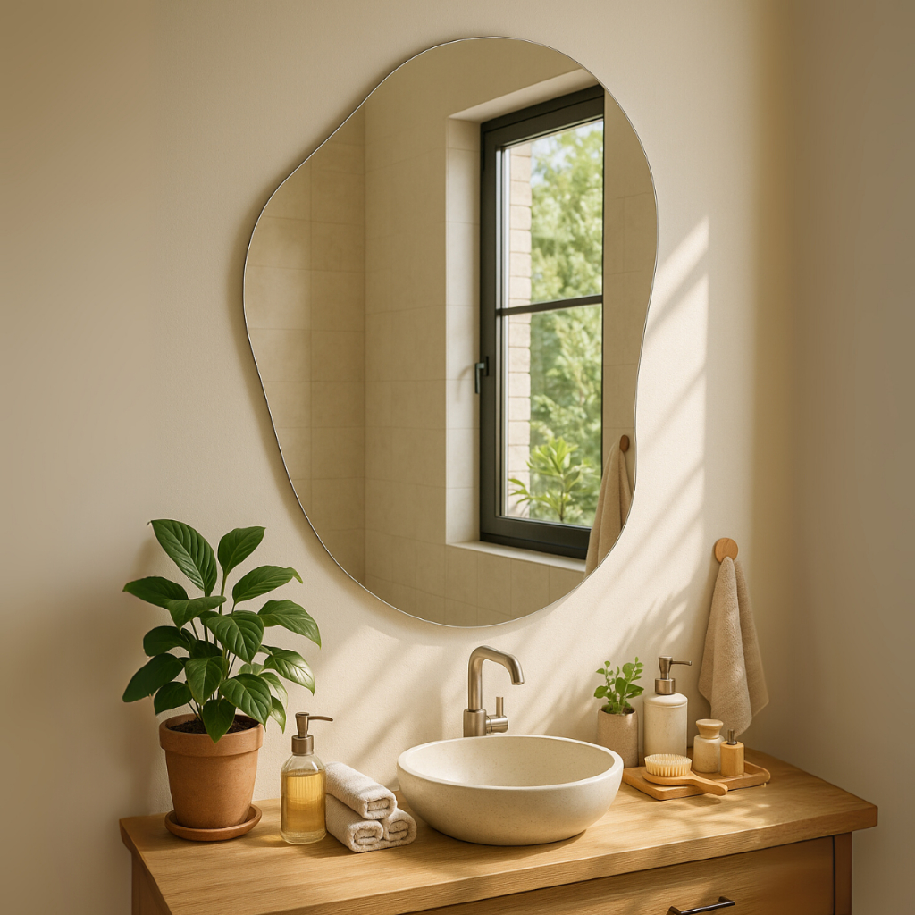 Espelho orgânico decorativo para banheiro lavabo maquiagem camarim com kit instalação