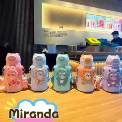 Garrafa térmica infantil com canudo e alça 500/520ml Copo em aço inox --1330