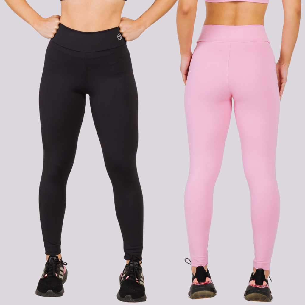 Kit 2 Legging Fitness Poliamida Zero Transparência Proteção UV50 Compressão Alta Sustentação Academia Feminina em Oferta na Shopee