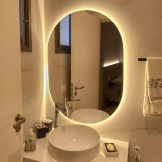 Espelho Oval LED 40x50cm Decorativo Moderno com Luz Banheiro Quarto Fácil Instalação em Oferta na Shopee
