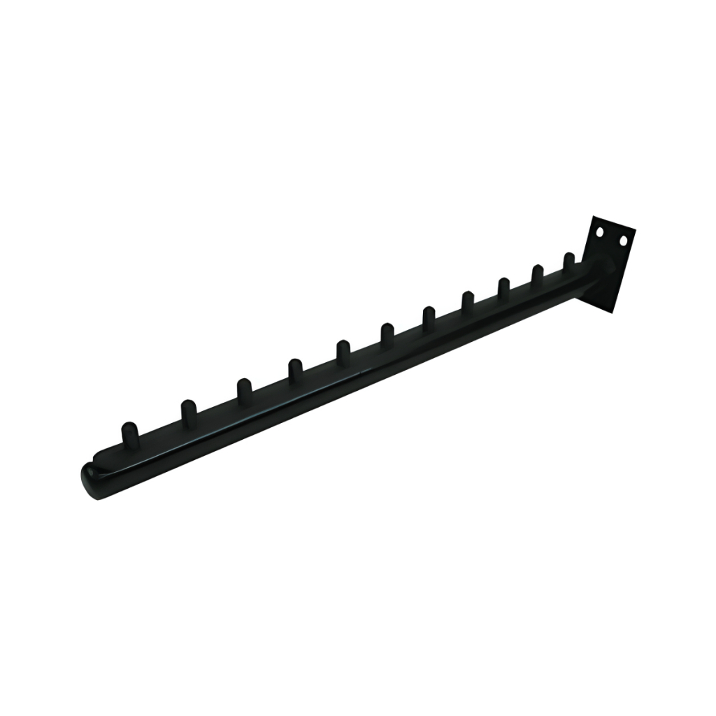 Arara Parede Cabide Organizador de Roupas KIt 10 Arara Rt Cabideiro Inclinado Preto 40cm