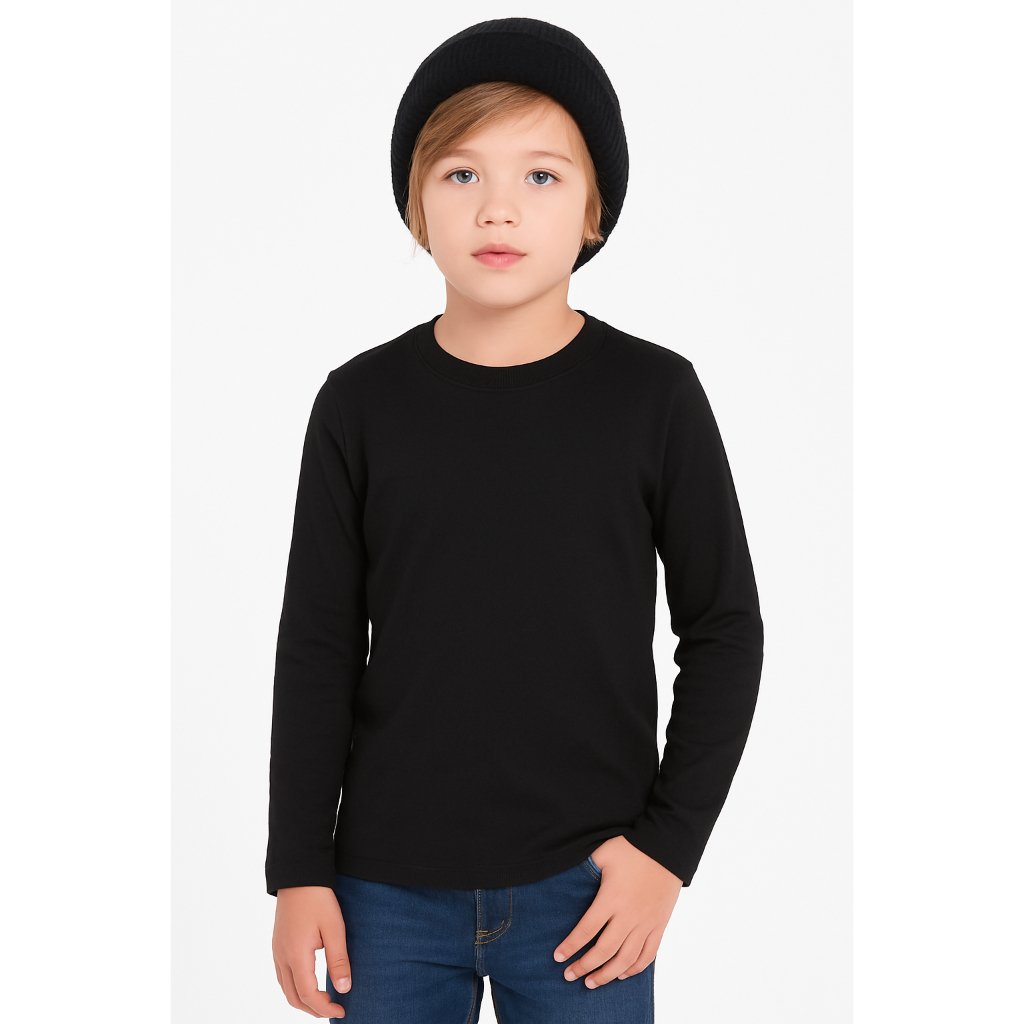 Kit 1, 2, 3 ou 4 Camisetas Básicas Infantil Manga Longa - Unissex Criança (Cores Sortidas)