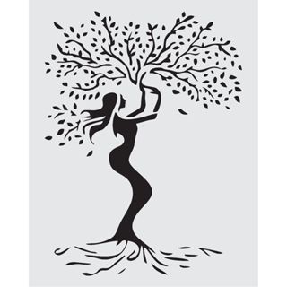 CUT0110 - Stencil Pintura 20X25cm Mulher Árvore da Vida Mylar 190 Micras em Oferta na Shopee