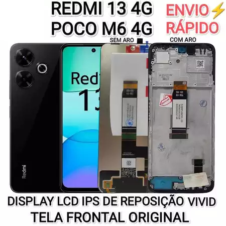Display Tela Redmi 13 4G/Poco M6 4G 6.79" Xiaomi Frontal LCD IPS Nacional Displa