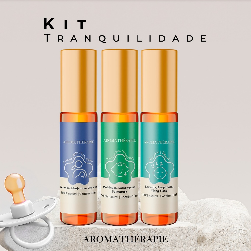 Kit 3 Aromaterapia Bebê Natural Blend Óleos Essenciais Aromathérapie - Kit Tranquilidade