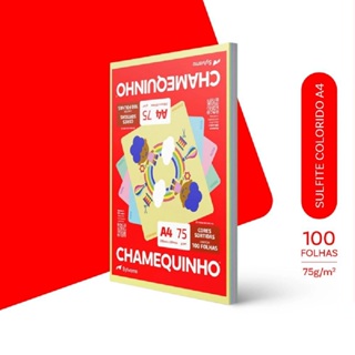 Papel sulfite A4 colorido 210x297 com 100 fls Chamequinho em Oferta na Shopee