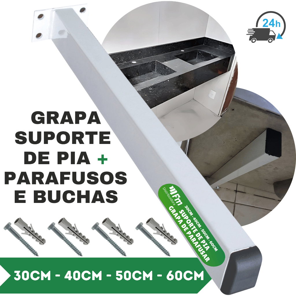 Grapa De Pia Mão Francesa Suporte Bancada Tanque De Parafusar  1 Unidade Com Parafusos E Buchas em Oferta na Shopee