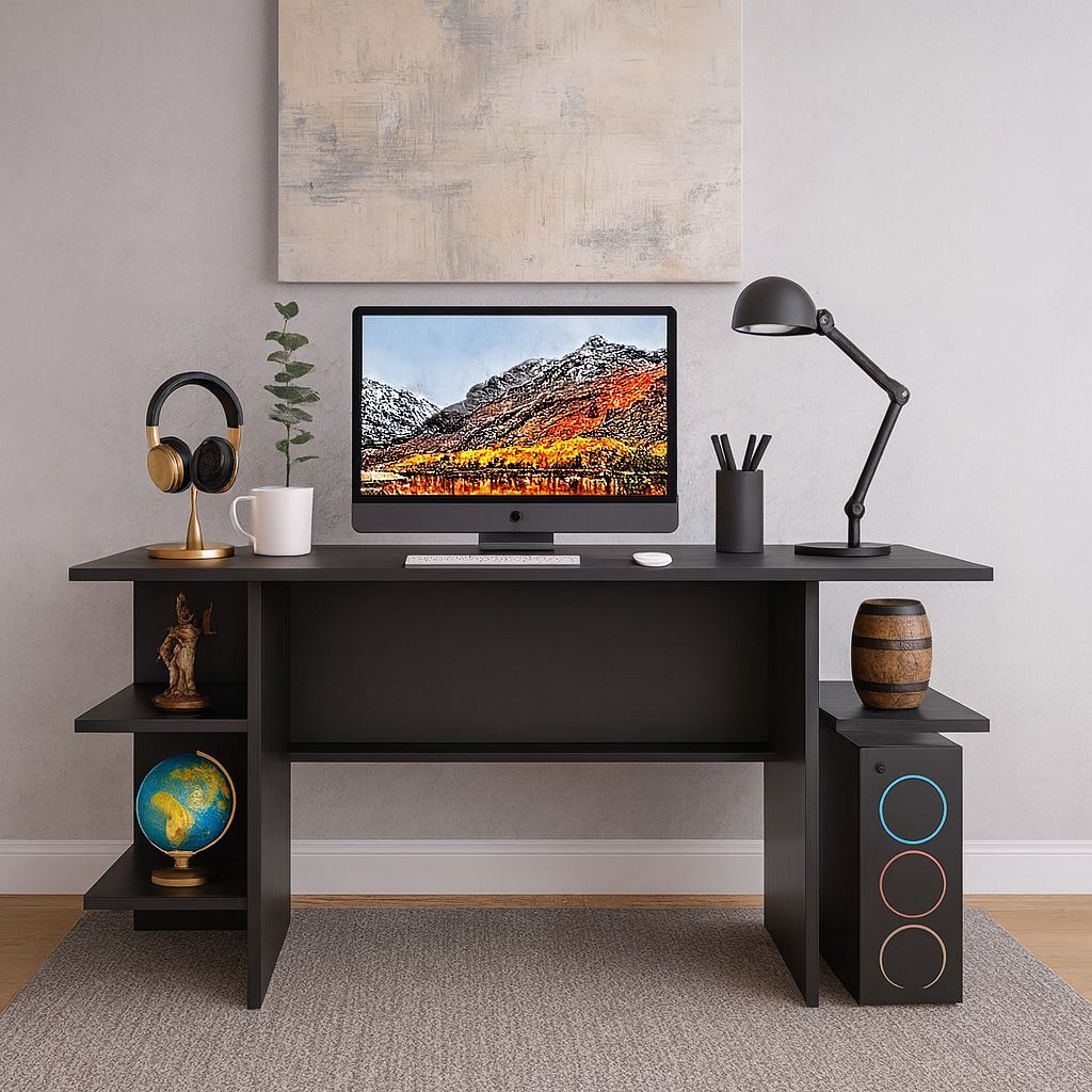 Mesa Escrivaninha – Funcional para Estudo e Computador Gamer - Cor Preta