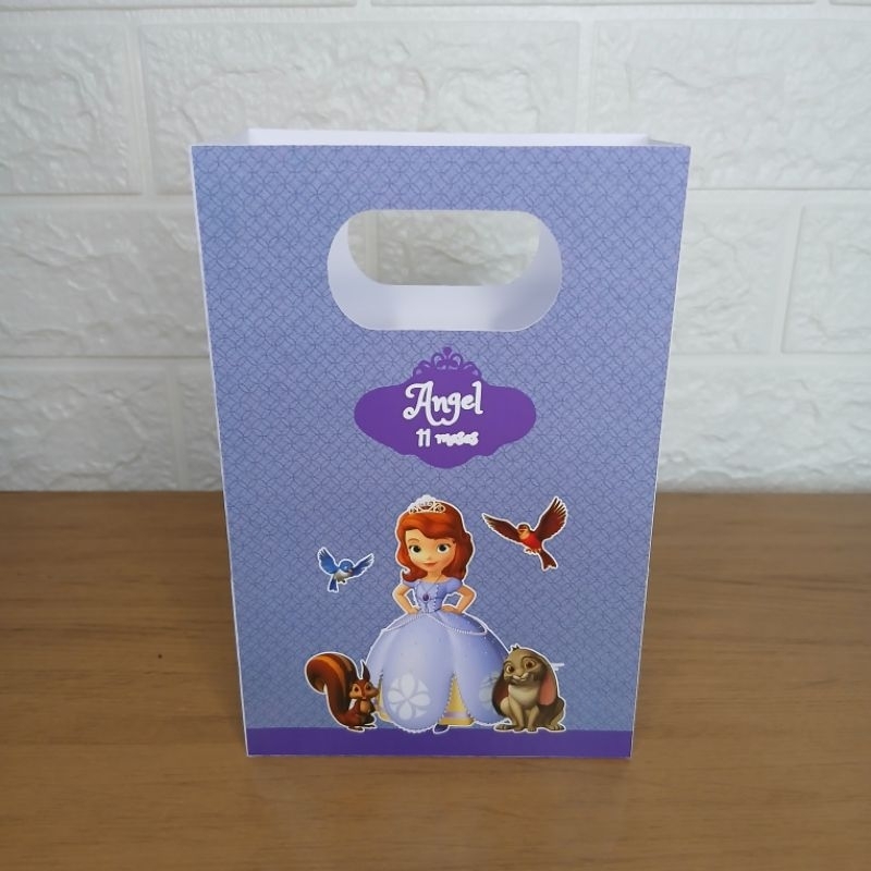 Sacola Personalizada com Alça Embutida Fundo Automático Princesa Sofia / Lembrancinha de Festa / Aniversário