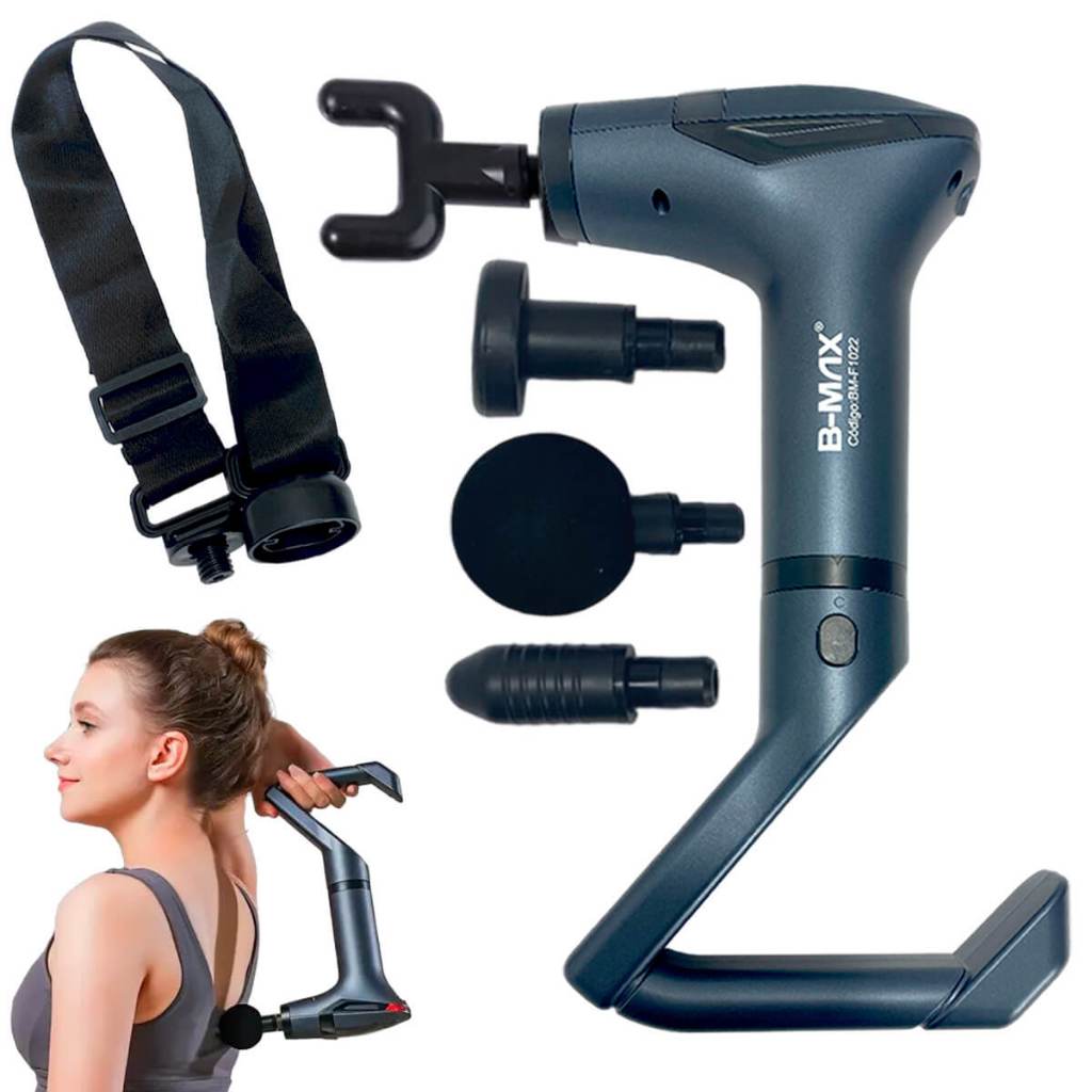 Massageador Muscular 7,4V com 4 Pontas, Baixo Ruido e Bateria 1500mAh
