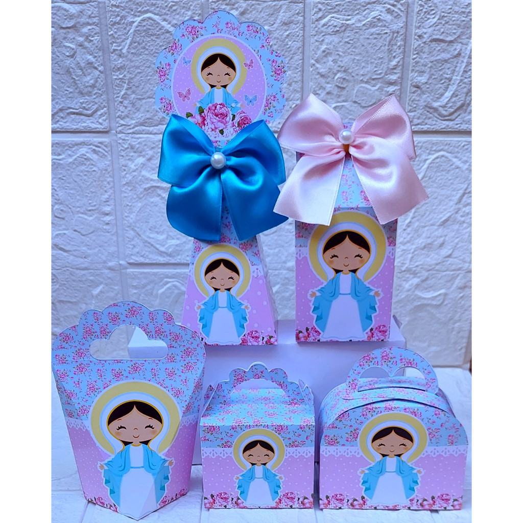 Kit Festa Personalizados Nossa Senhora das Graças | Lembrancinhas | Caixinhas Decoradas PEGUE E MONTE