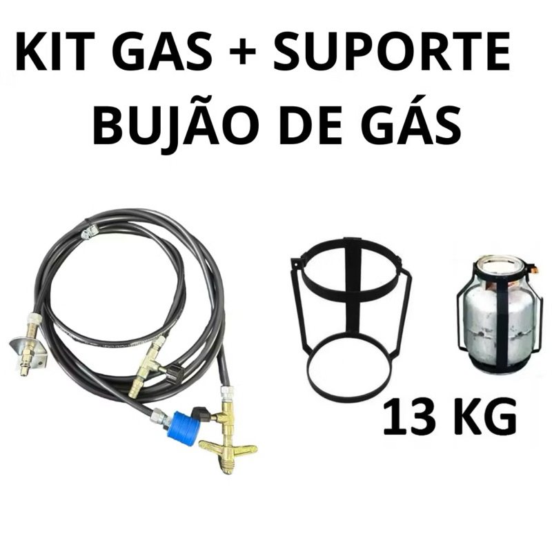 Suporte Botijão De Gás 13kg + Kit Mangueira de Registro Caminhao Carreta Onibus Motorhome Trailer