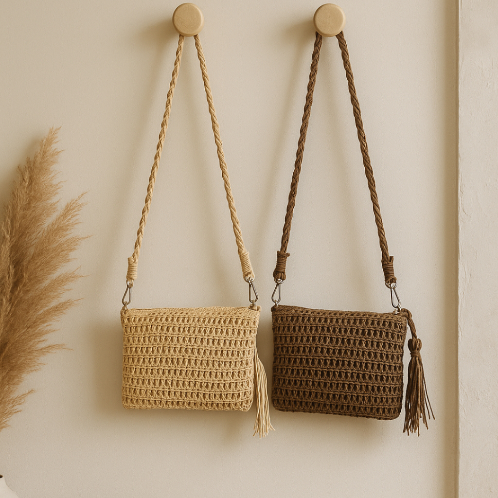 Bolsa Tiracolo Feminina Palha Alça Transversal Praia Verão Moda Casual Fibra de Celulose 4797