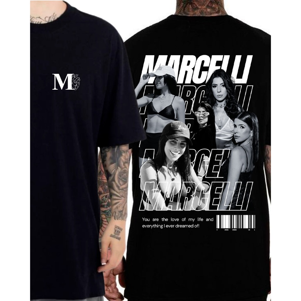 Camiseta Personalizada P ao G3 Inicial e Coração Frente + Costas com Foto Nome Frase Namorados em Oferta na Shopee