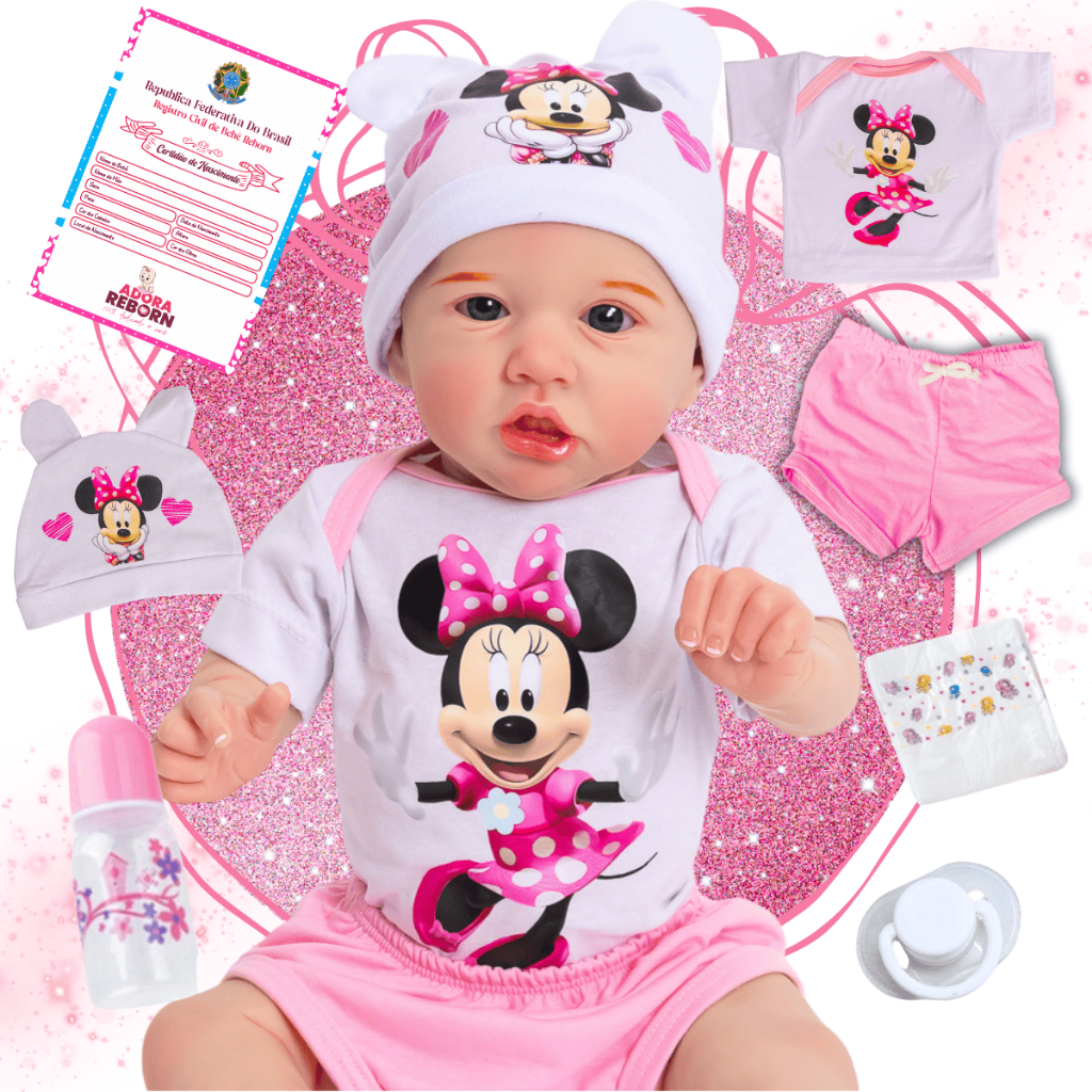 Bebê Reborn Minnie Boneca Saskia Realista Recém-Nascida Corpinho Silicone Promoção
