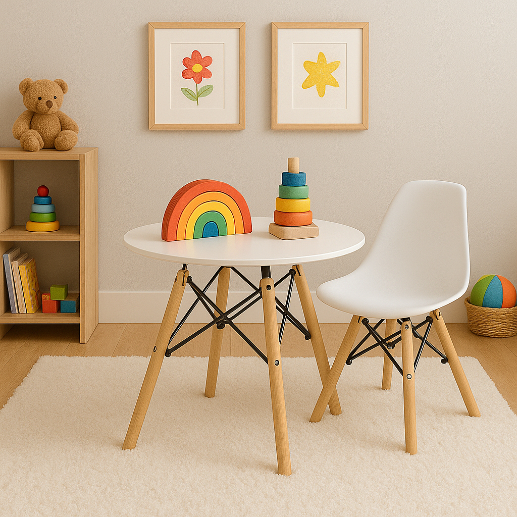 KIT MESA BRANCA INFANTIL 60CM + 1 CADEIRA em Oferta na Shopee