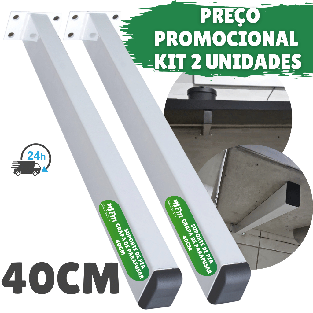 Kit 2 Grapa Suporte Para Pia De Parafusar 40cm Com Pintura Eletrostática Para Bancada Tanque