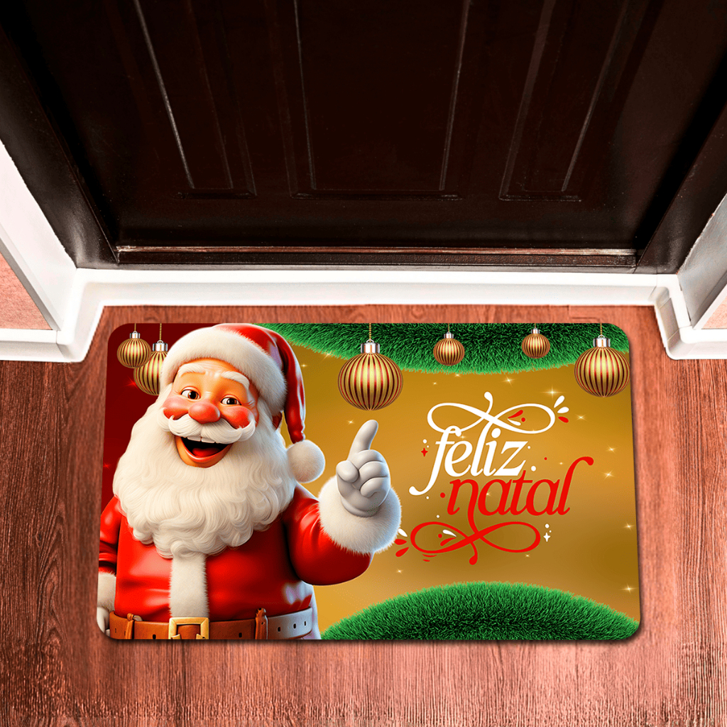 Tapetes de Porta Entrada Decorativo Natal Divertido Papai Noel Antiderrapante 55x35