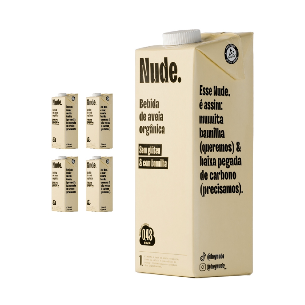 Nude Leite de Aveia Baunilha 1L - Pack 4x em Oferta na Shopee