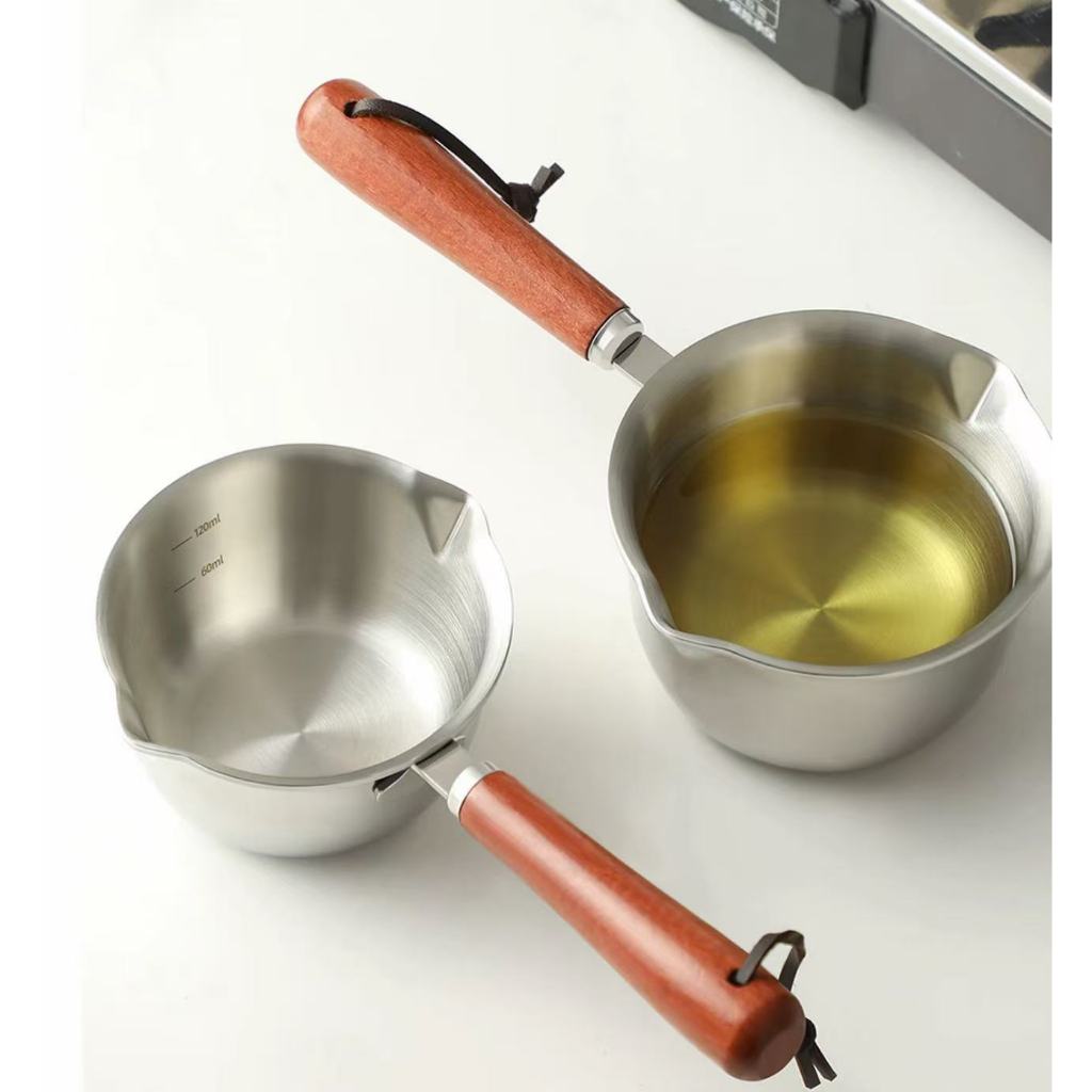 Imagem Panela Papeiro Com Bico Em Aço Inox Porta Molho Mingal/Leiteira metal Para Ferver Agua/leite/café