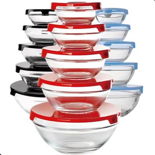 Conjunto 5 Potes Vidro Com Tampa Jogo De Vasilhas Tigelas Bowls Marmita Armazenamento De Alimentos em Oferta na Shopee