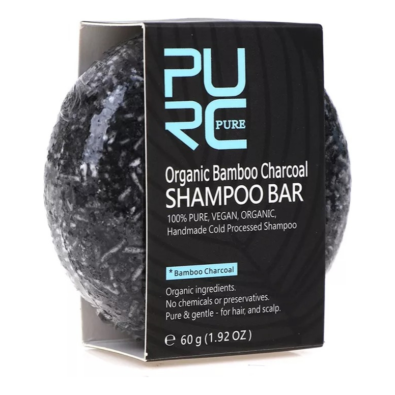 Shampoo Barra Carvao Pure Organic Bamboo Escurecedor De Cabelo E Barba