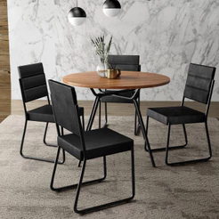 Conjunto Sala de Jantar 4 Cadeiras San Francisco Carraro Preto