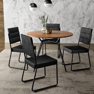 Conjunto Sala de Jantar 4 Cadeiras San Francisco Carraro Preto em Oferta na Shopee