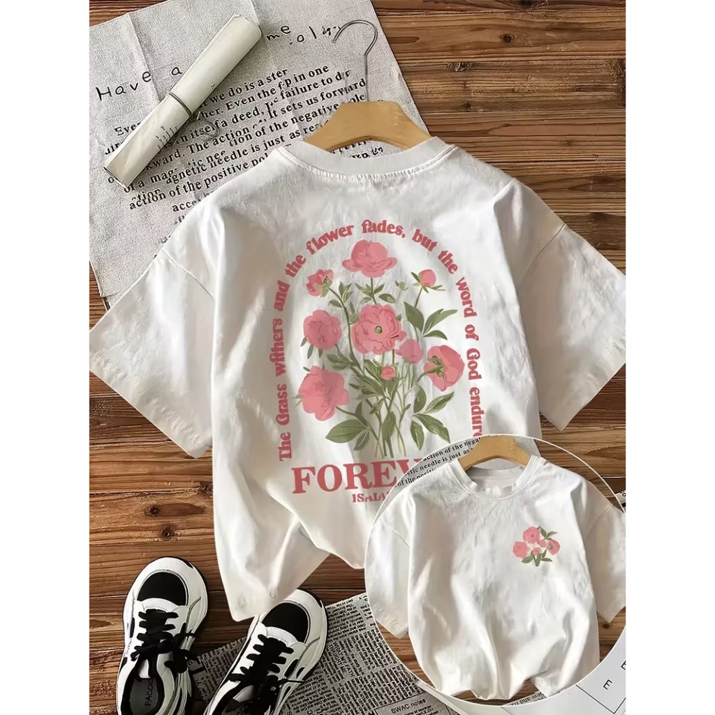 Camiseta Feminina Estampa Floral Bíblica Algodão Confortável Casual Estilosa T-Shirt Moda Feminina Cristã Inspiradora
