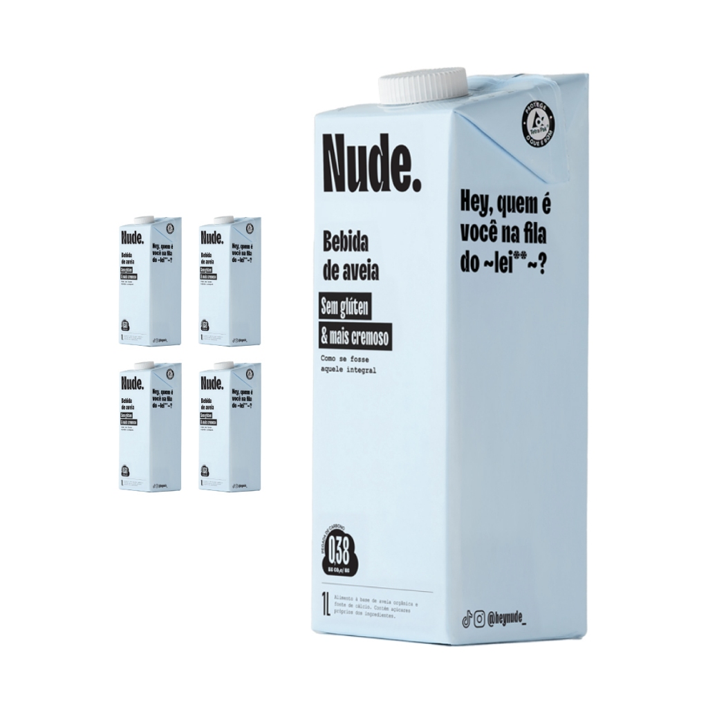 Nude Leite de Aveia Cremoso tipo Integral 1L - Pack 4x em Oferta na Shopee