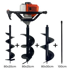 Perfurador de Solo a Gasolina 52cc 2,5HP com Brocas e Extensor Carbon Fak