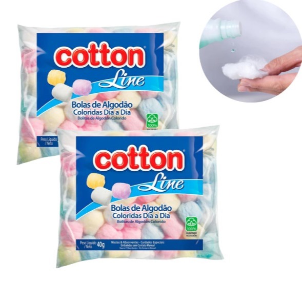 Bolas de Algodão Coloridas Dia a Dia Macias e Absorventes Cotton Line (ENVIO IMEDIATO)